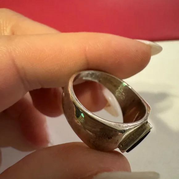 Stunning 925 Sterling silver and onyx vintage size 10 ring 10g - Picture 5 of 16